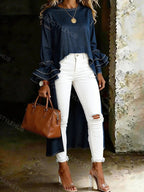 Women's Casual Solid Color Cotton Denim Shirt